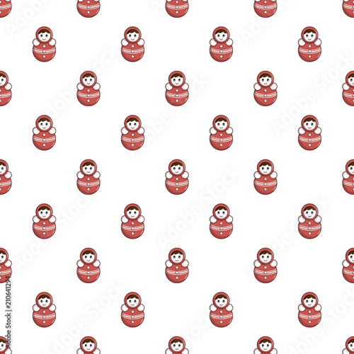 Red tumbler doll pattern seamless repeat in cartoon style vector illustration