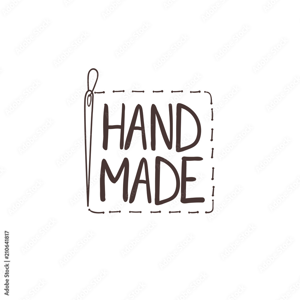 Vector Hand Drawn Handmade Logo Template, Doodle Cute Sign Background ...