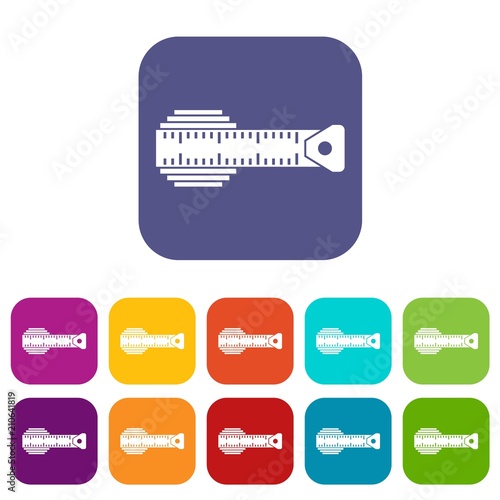 Measuring centimeter icons set vector illustration in flat style in colors red, blue, green, and other