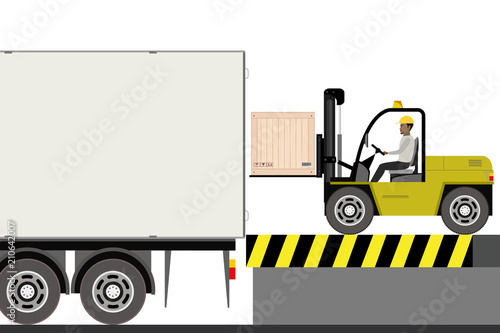  Forklift driver at work in storehouse