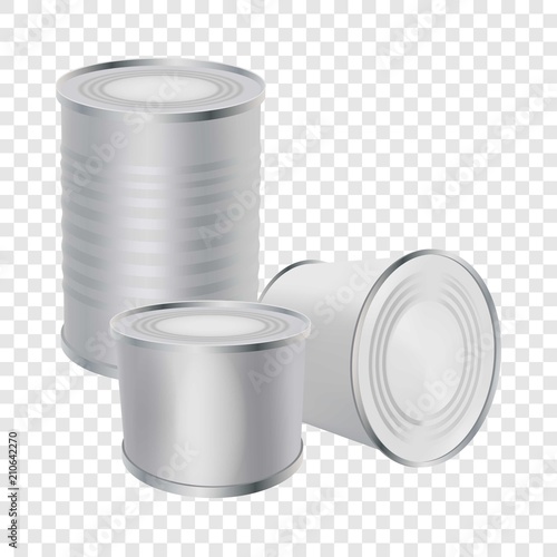 Blank tin cans mockup. Realistic illustration of blank tin cans vector mockup for web