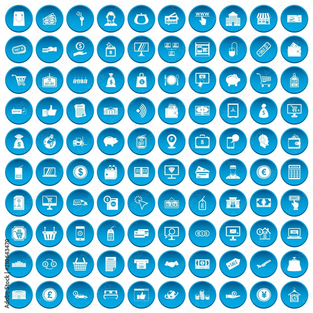 100 payment icons set in blue circle isolated on white vector illustration 100 payment icons set in blue circle isolated on white vector illustration