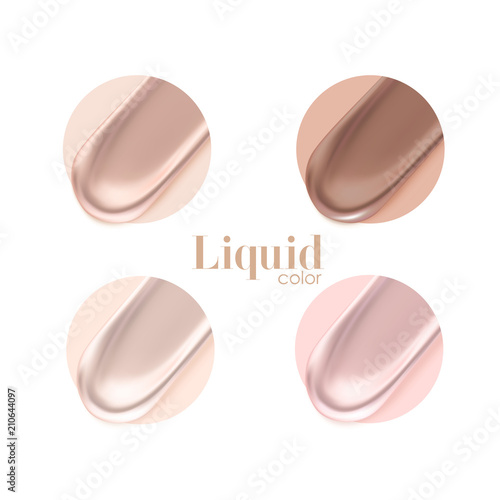 Skin tone foundation samples, liquid texture swatches, cosmetic and beauty icons. vector graphic © vpanteon