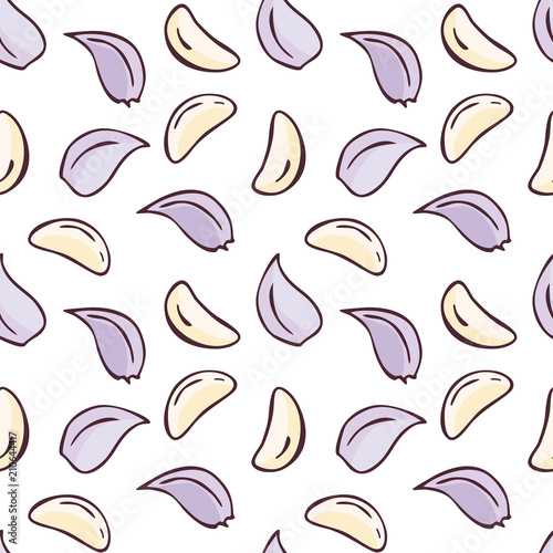 Colourful seamless pattern in doodle style with the image of fresh vegetables. Vector background.