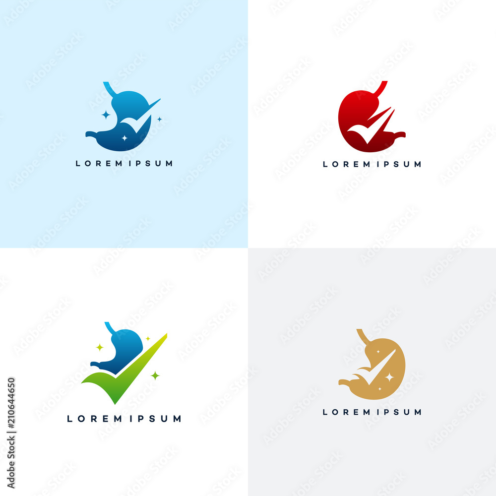 Set of Stomach logo inspiration, Stomach Check logo designs vector