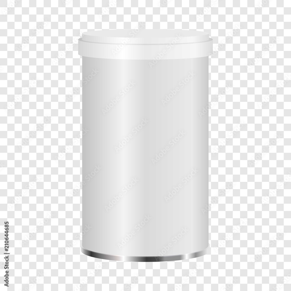 White plastic jar mockup. Realistic illustration of white plastic jar vector mockup for web