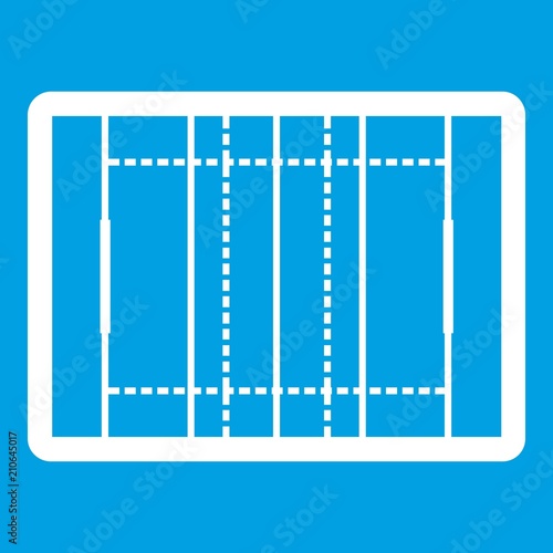 Rugby field icon white isolated on blue background vector illustration