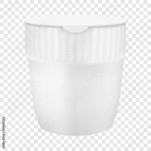 Plastic cup for noodles mockup. Realistic illustration of plastic cup for noodles vector mockup for web