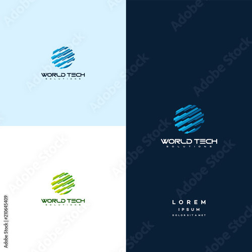 Elegant World Tech logo designs concept vector, Tech Ball logo symbol