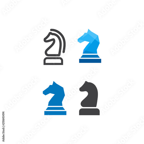 Knight chess logo design template