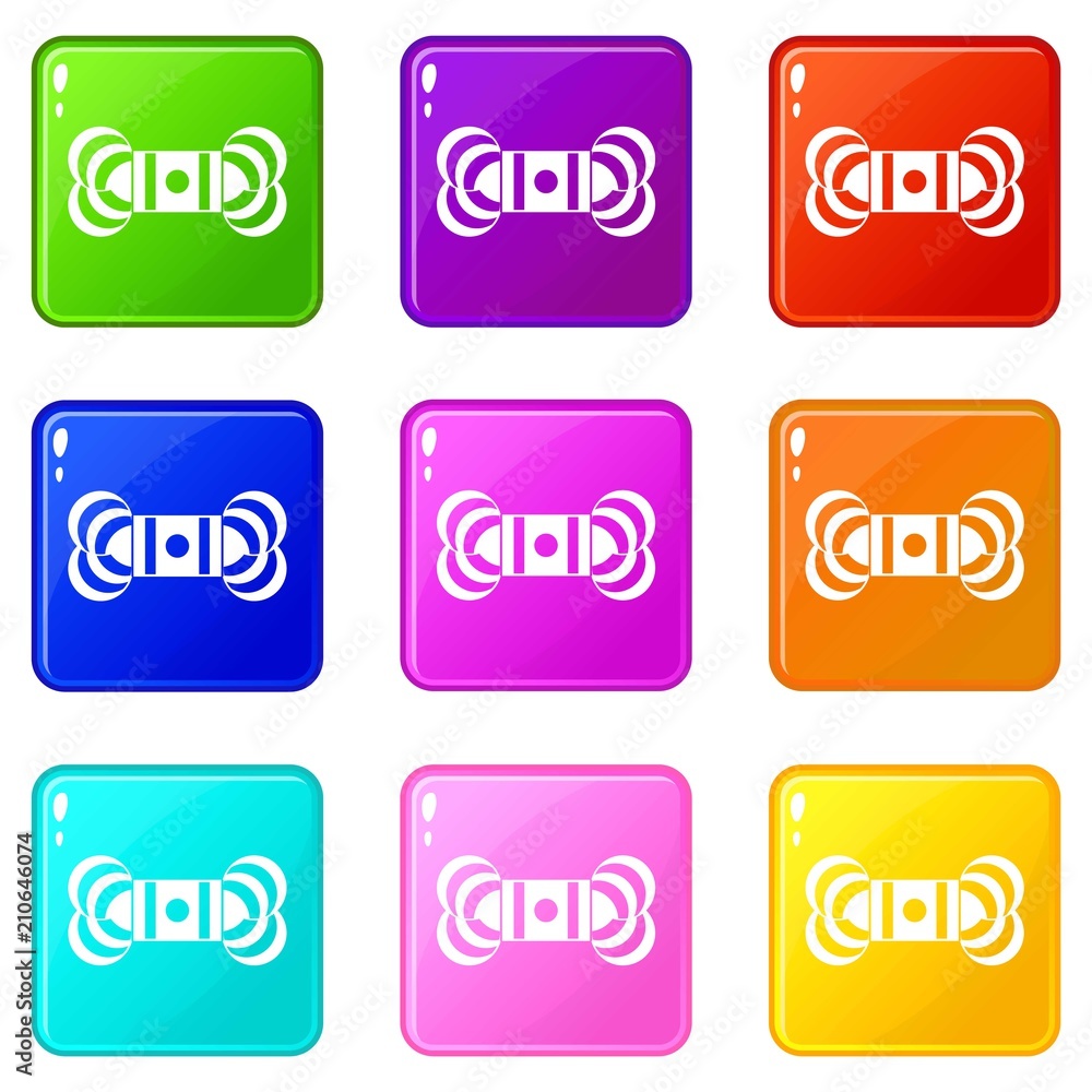 Skein of yarn icons of 9 color set isolated vector illustration Skein of yarn icons of 9 color set isolated vector illustration