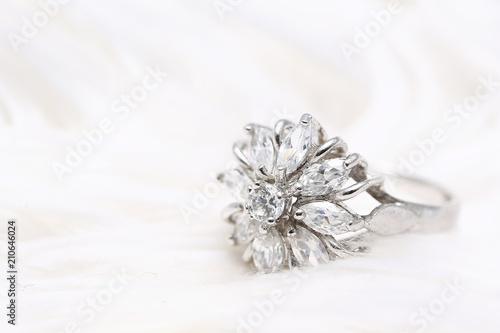 Diamond flower ring , love symbol