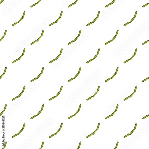 Green rod shaped virus pattern seamless repeat in cartoon style vector illustration