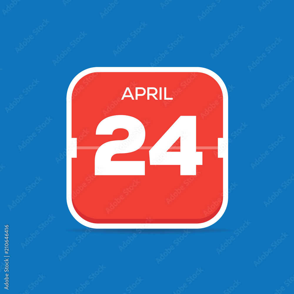 April 24 Calendar Flat Icon April 24 Calendar Flat Icon