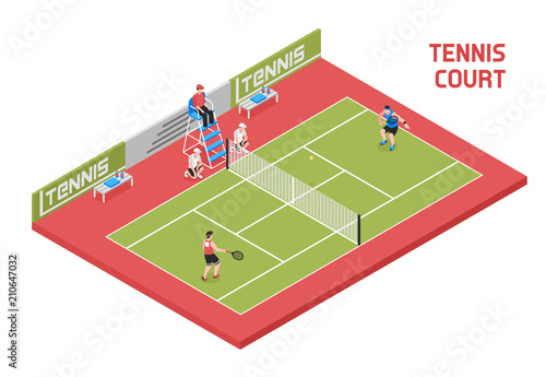 Sport Tennis Court Isometric 