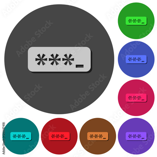 PIN code icons with shadows on round backgrounds