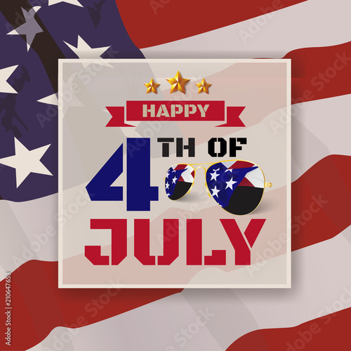 4th of July greeting card background. Vector illustration