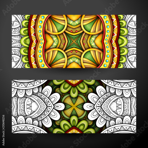 Set of Partially Colored Banners, Web Design Element