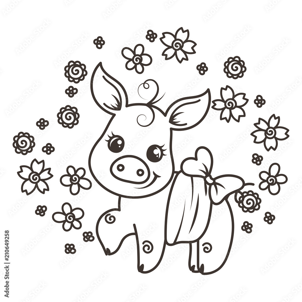 Cute cartoon baby pigs in love Cute cartoon baby pigs in love