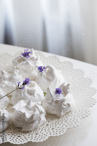 meringue decorated with lavender