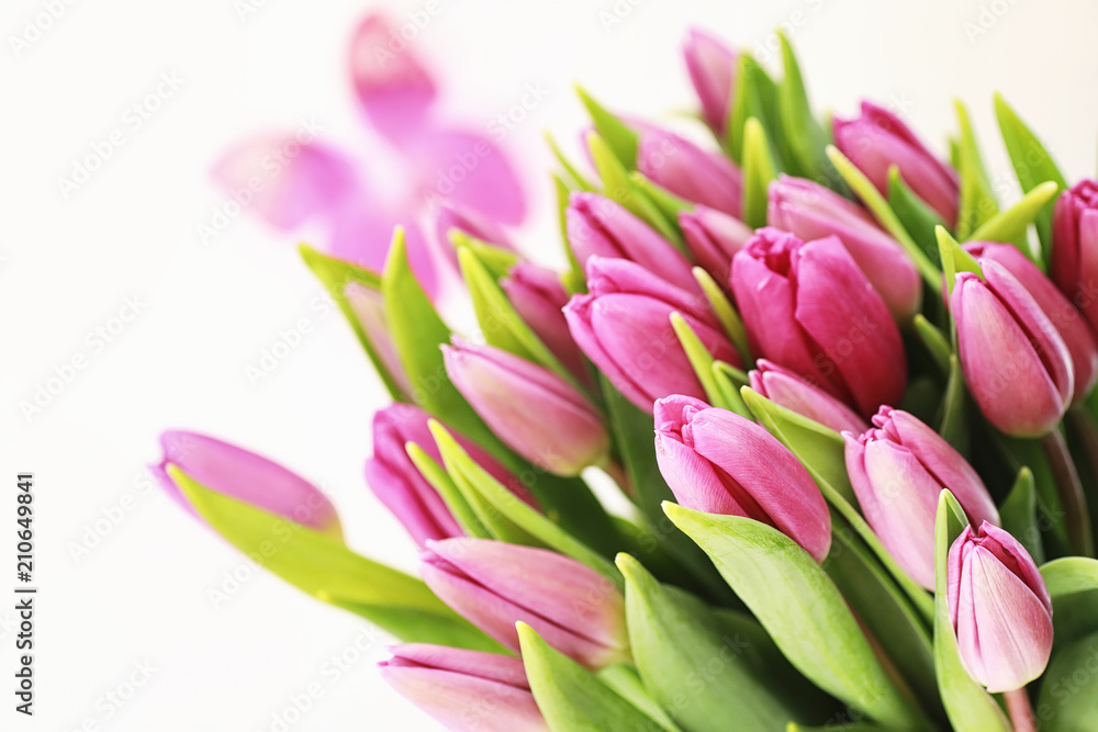 Bouquet of beautiful pink tulips