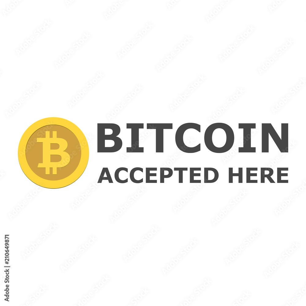 Fototapeta Bitcoin accepted here sign, simple vector icon