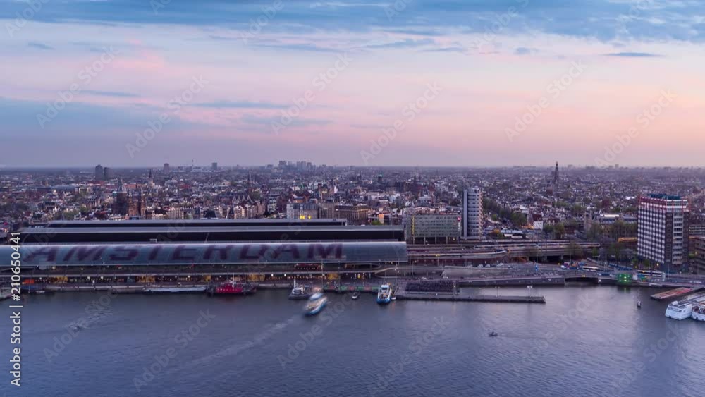 amsterdam skyline seen from above timelapse sunset to night amsterdam skyline seen from above timelapse sunset to night