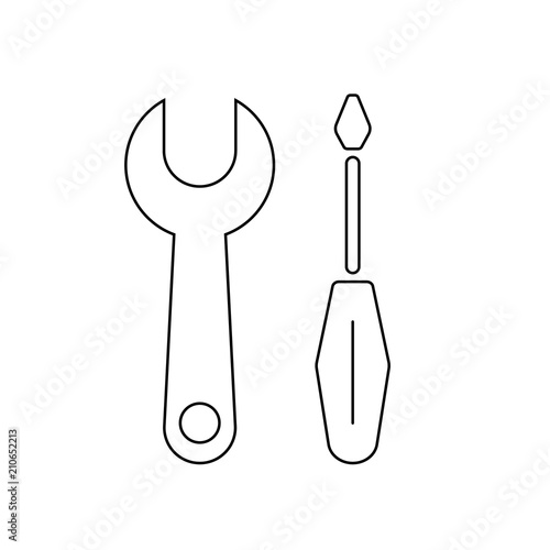 tool icon. key and screwdriver. concept of repair. vector icon