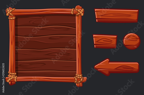 Set Red wood assets, Interface and buttons For Ui Game