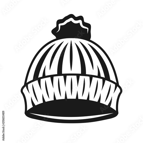 Knitted hat of lumberjack vector black object