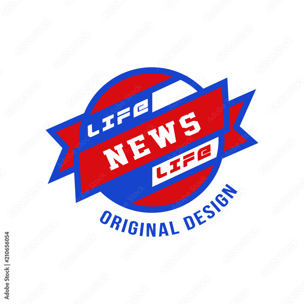 Life news original design, social mass media emblem, live news badge vector Illustration on a white background