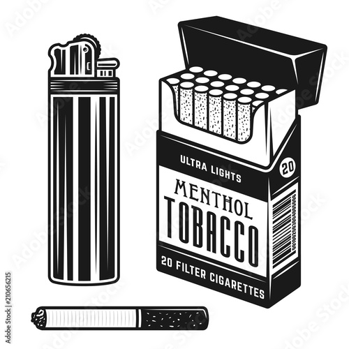 Smoking elements and accessories vector objects