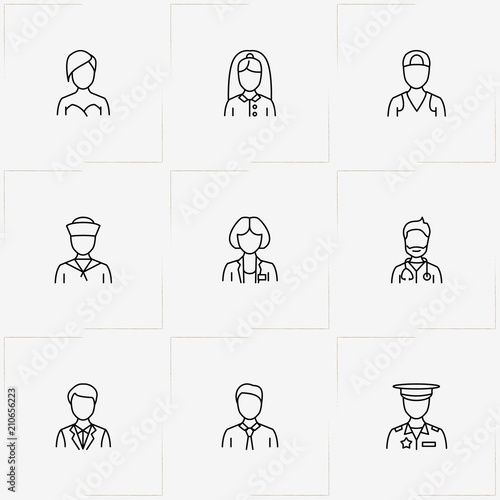 People line icon set with young man , sailor and boy with cap