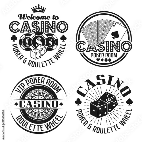 Casino and gambling four vector black emblems