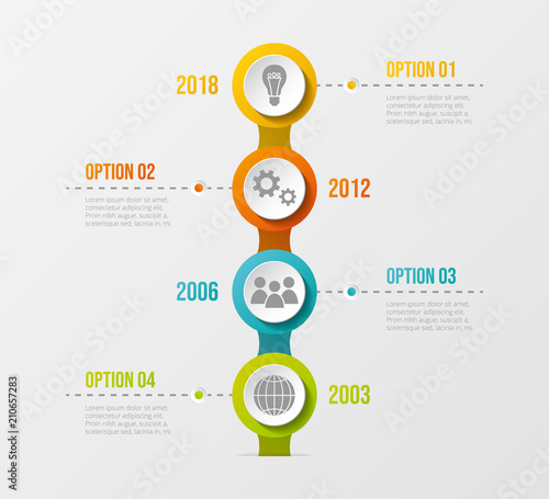Company milestone with financial icons. Vector.