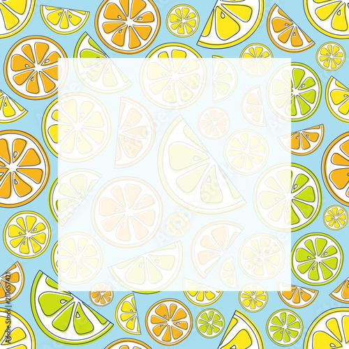 Poster with citrus fruits and copyspace. Vector.
