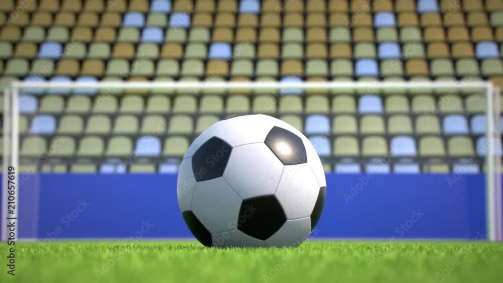 Goal Zoomed In Camera zooms out from an extreme close-up to a soccer ball lying in the ...