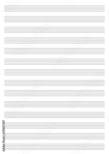 Vector Note Sheet, Musical Staff A4 Format.