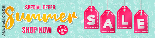 Shiny banner for a Summer Sale. Vector.