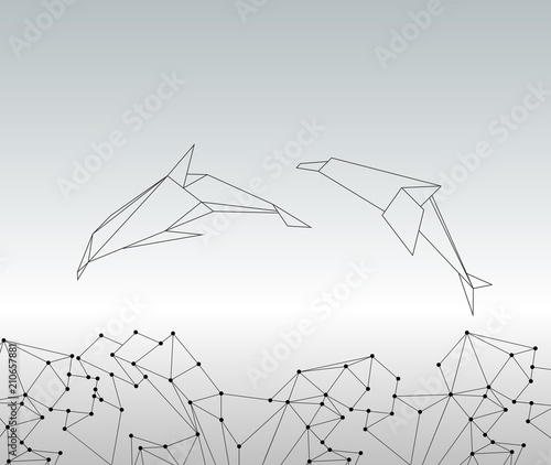 illustration of paper dolphins in a jump.