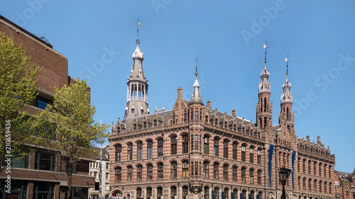 Old dutch architecture building in a centre of Amsterdam.