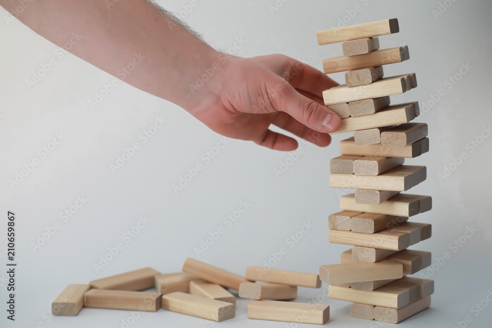 Board game jenga tower of wood sticks Board game jenga tower of wood sticks