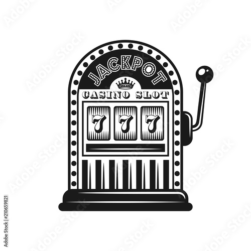 Casino slot machine vector monochrome style object