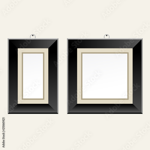 Black picture frame for art gallery or exhibition - classic image frame