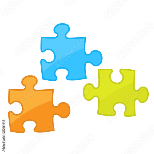 Pieces of jigsaw puzzle game -  motley components of puzzles