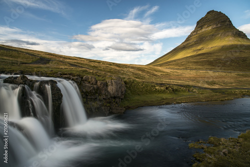 Kirkjufellsfoss Waterfall with Kirkjufell mountain in the background  Iceland