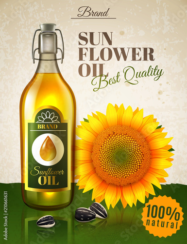 Realistic Sunflower Oil AD Poster 