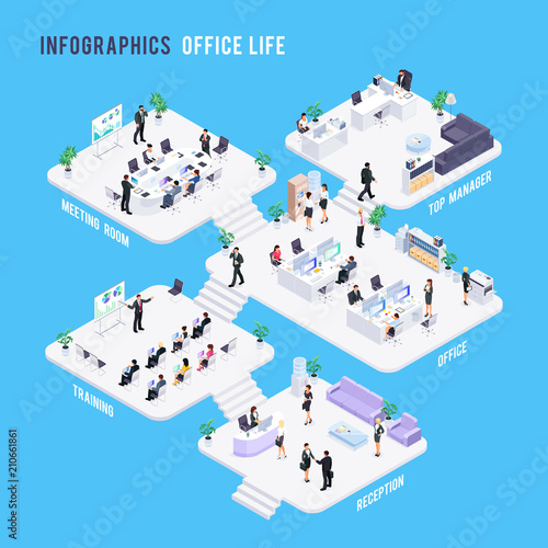 Isometric office concept.