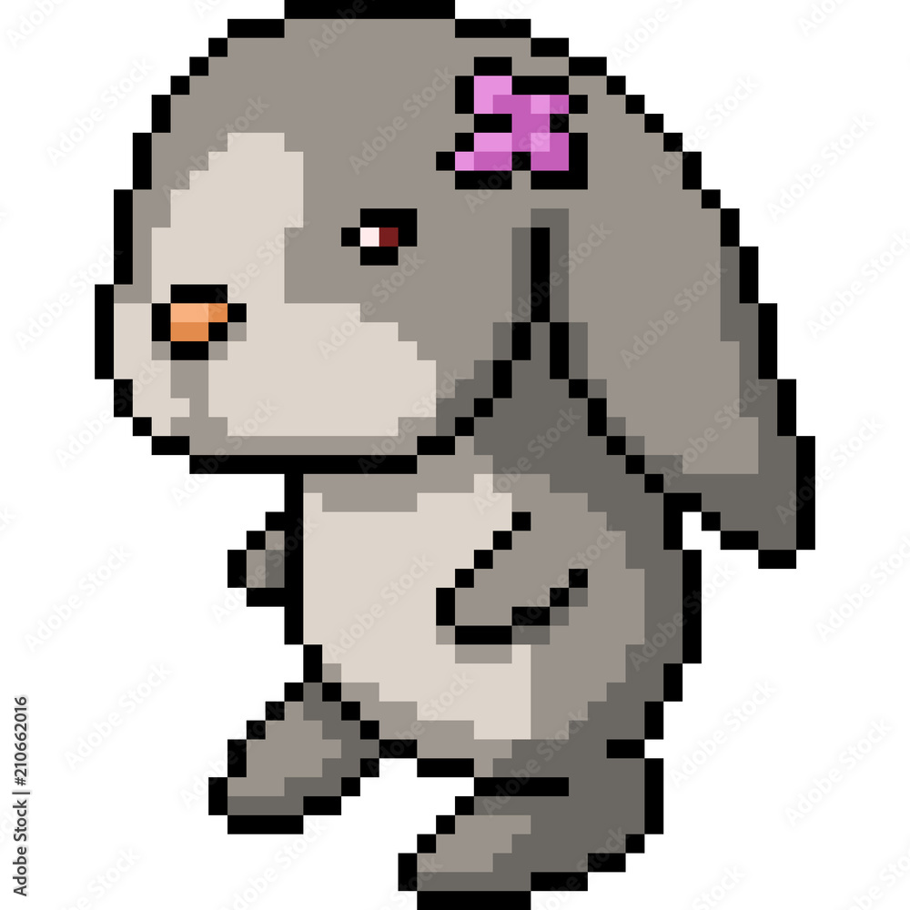 vector pixel art rabbit doll vector pixel art rabbit doll