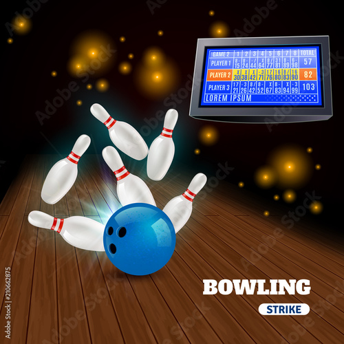 Bowling Strike 3D Illustration